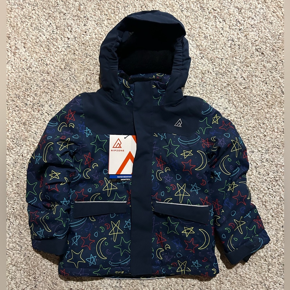 New Ripzone Kids Navy Pattern Water Resistant Winter Jacket - Size 4 NWT